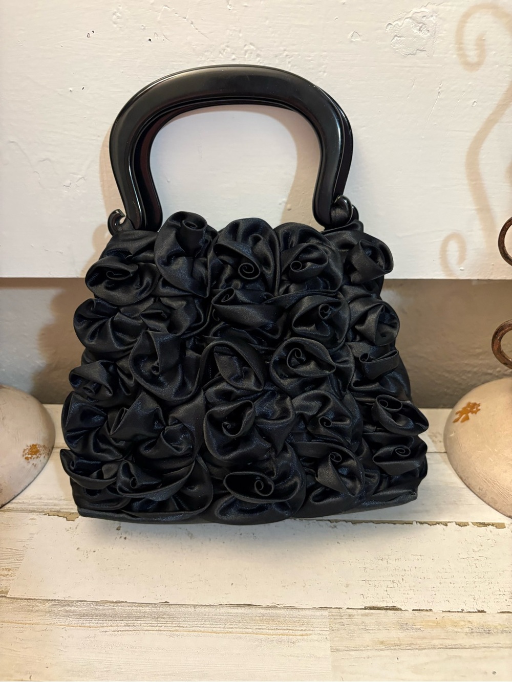 Mad made in Vietnam Black Rosette Mini Top-Handle Bag